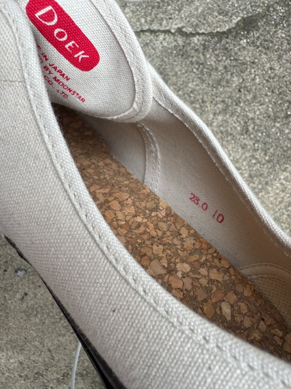 Doek Oxford Sneakers Made in Japan Size 10 Canvas Ecru Brown Sole - Picture 5 of 6